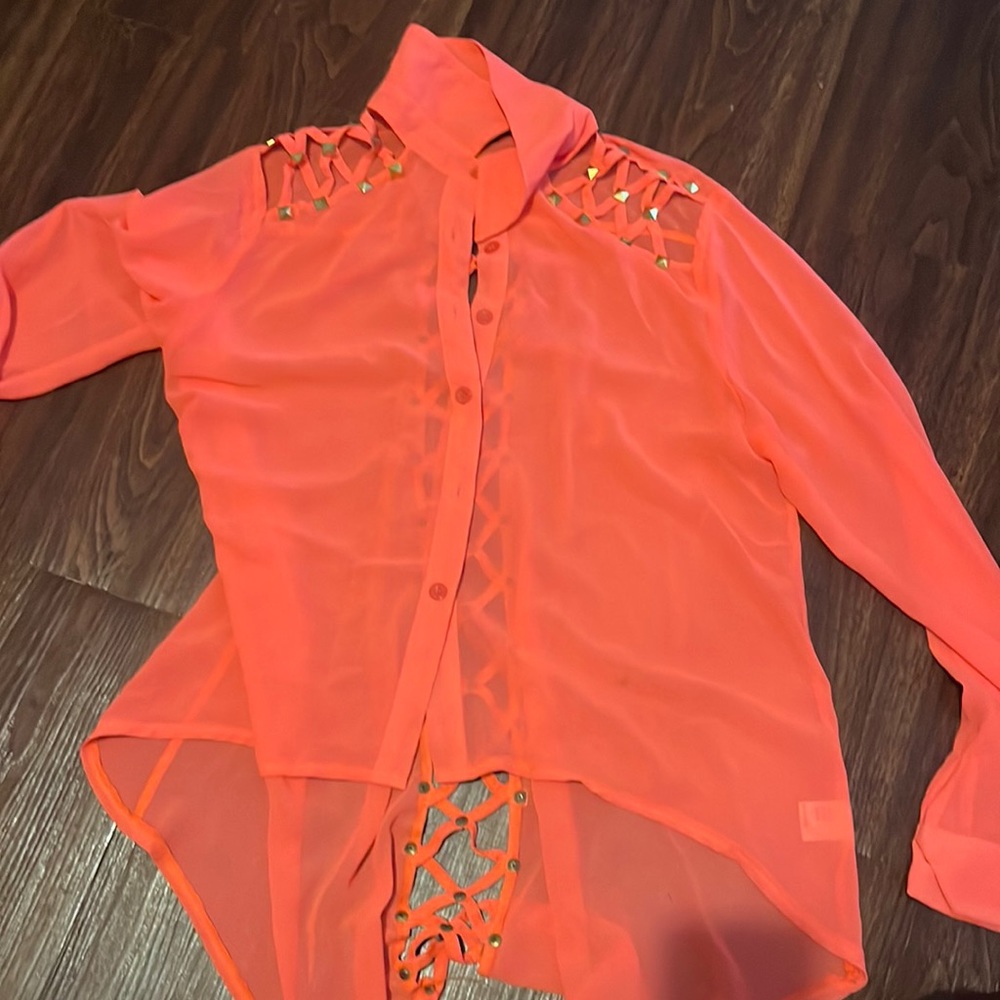 Coral High Low blouse